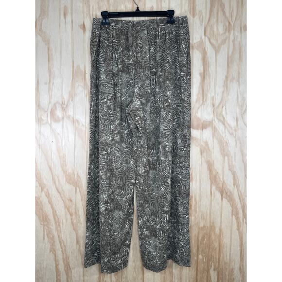 Coldwater Creek Linen Rayon Wideleg Pants Stretch Back Waist Beige Brown Large - Picture 2 of 8